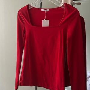 Red Square neck top size small! Stretchy!